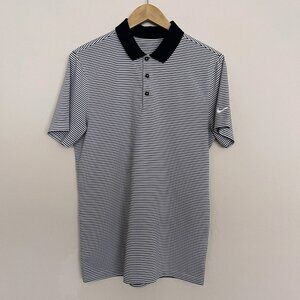 Nike Polo Golf Shirt Short Sleeve Black White Stripe Men's Size Small